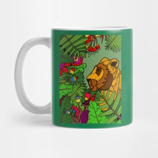 Colourful Art Of lion in the Jungle Mug